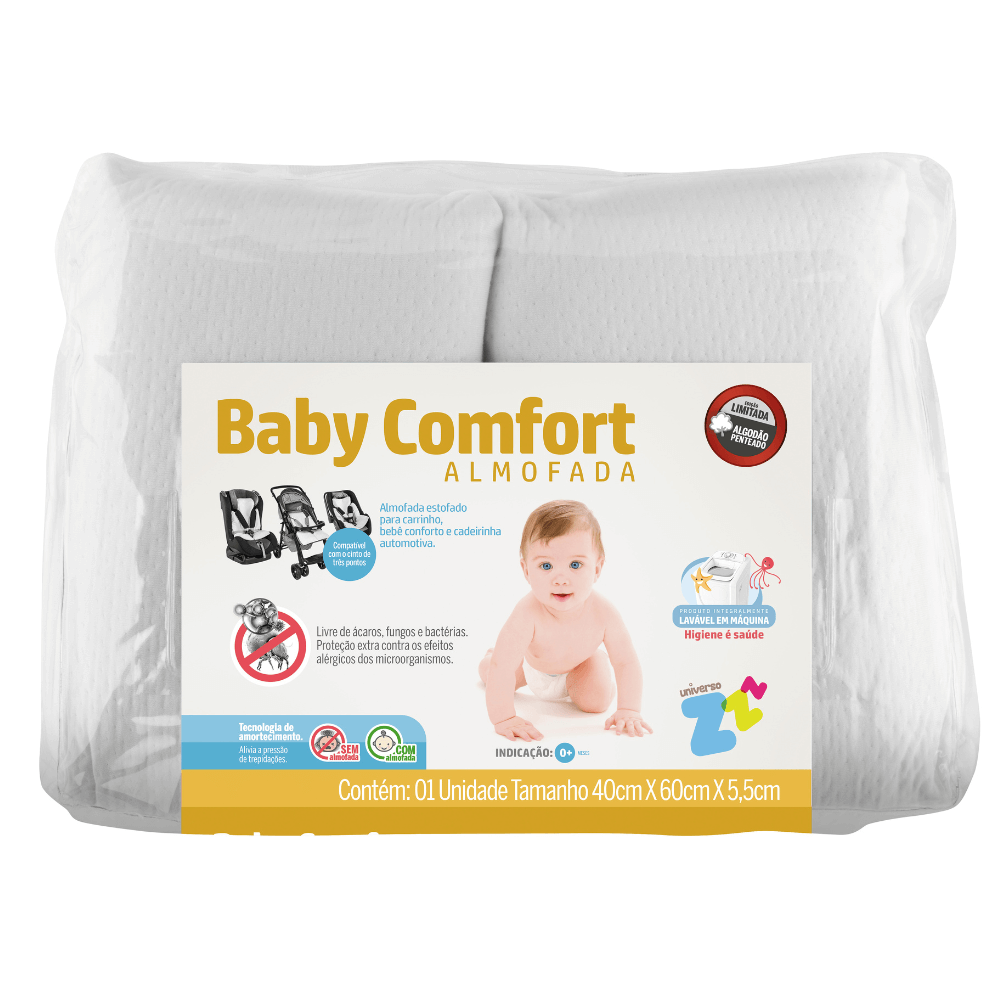 Almofada bebê conforto látex lavável 58x38 Branco Fibrasca - 1