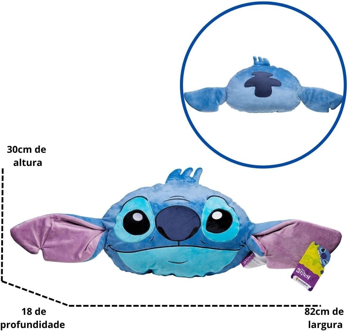 Almofada Grande Veludo 3d Stitch Disney 82cm - 2