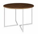 Ver imagem 1 de Mesa de Jantar Industrial Base De Ferro Branco em V Tampo 110 Amêndoa