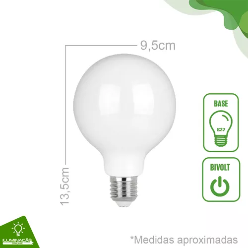 Kit 3 Lampadas Led Parte Filamento Leitosa G95 4wam E27 - 2