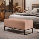 Ver imagem 2 de Puff Decorativo Para Sala de Estar Cléo W01 Base de Ferro 90 cm Linho Rosê - Lyam Decor