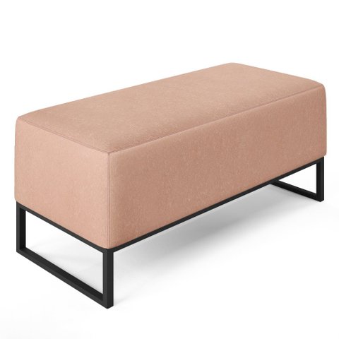 Puff Decorativo Para Sala de Estar Cléo W01 Base de Ferro 90 cm Linho Rosê - Lyam Decor
