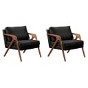 Ver imagem 1 de Kit 02 Poltronas Decorativa Mona Luxo Base de Madeira Maciça Sala Recepção Veludo Preto Eli Móveis e