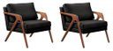 Ver imagem 1 de Kit 02 Poltronas Decorativa Mona Luxo Base de Madeira Maciça Sala Recepção Veludo Preto Eli Móveis e