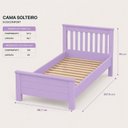 Ver imagem 3 de Cama de Solteiro de Madeira Maciça Ecoconfort Lilás