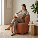Ver mais imagens de Poltrona:Organica:Sala Recepção:Confortável Reforçada:Bouclé: Tecido Terra Cota