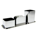 Ver imagem 1 de Porta Objetos Canetas Organizador Metalizado Triplo Dello:prata