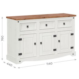 Balcão 03 Portas e 03 Gavetas Madeira Maciça Branco - 2