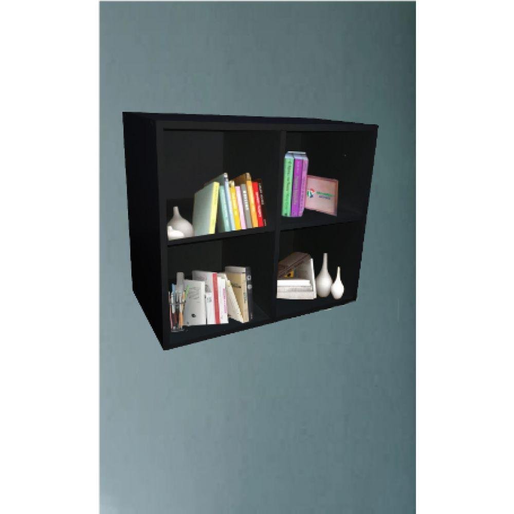 Biblioteca Cubo Aéreo Preto em Mdf - 2