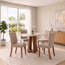 Ver imagem 1 de Conjunto Sala de Jantar Mesa Lisa 120cm Tampo MDF Canto Reto 4 Cadeiras Lily