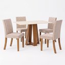 Ver imagem 3 de Conjunto Sala de Jantar Mesa Lisa 120cm Tampo MDF Canto Reto 4 Cadeiras Lily