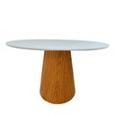 Ver imagem 2 de Mesa de Jantar Redonda Cone 90 Cm Tampo Laca Branca Base Freijó Cor Marrom