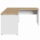 Ver imagem 4 de Escrivaninha em L Escritório 150cm Pés Painel Macadâmia com Branco F5 Office