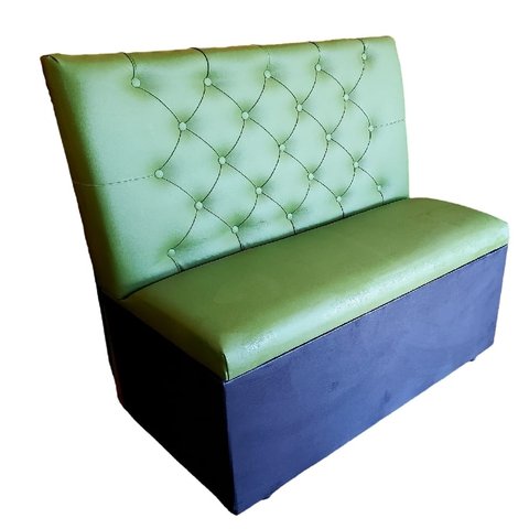 Poltrona Sofá Booth 1,10 Acento e Encosto Verde Capitone Duplo Costurado. Base Preto Sku_68