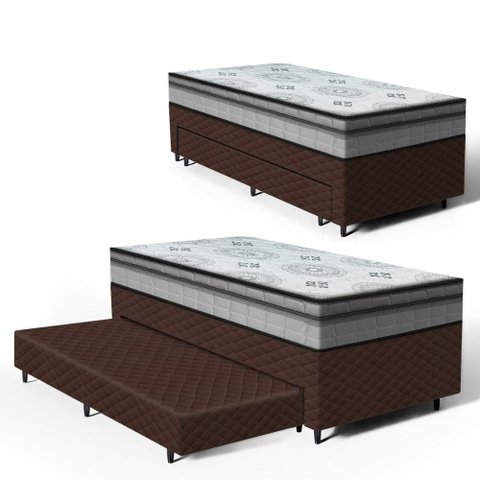 Cama Box com Colchao Espuma D33 Pillow In Anjos Ortosleep + Auxiliar de Espuma Unique Solteiro 88cm