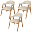 Ver imagem 1 de Kit 3 Cadeiras de Jantar e Estar Living Estofada Nadja L02 Linho Palha - Lyam Decor