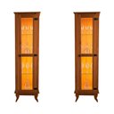 Ver imagem 1 de Conjunto 2 Cristaleira Alta Torre Moderno Sala/Quarto Organizador Madeira Maciça 1 Porta LED Castanh