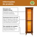 Ver imagem 3 de Conjunto 2 Cristaleira Alta Torre Moderno Sala/Quarto Organizador Madeira Maciça 1 Porta LED Castanh