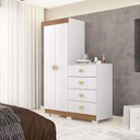 Ver imagem 1 de Cômoda Guarda-roupa Cristal 4 Gavetas 2 Portas Branco/camarim - Vila Rica