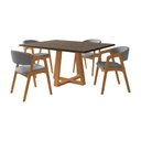 Ver imagem 1 de Mesa Jantar Isabela 1,2m Freijó Pés Cerejeira Madeira Maciça 4 Cadeiras Gabriela - Cinza Linho