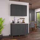 Ver imagem 1 de Armário de Cozinha Modulada Compacta Nara 6 Portas 2 Gavetas MDF 120cm Chumbo Fidelita Móveis