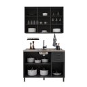 Ver imagem 5 de Armário de Cozinha Modulada Compacta Nara 6 Portas 2 Gavetas MDF 120cm Chumbo Fidelita Móveis