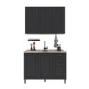 Ver imagem 3 de Armário de Cozinha Modulada Compacta Nara 6 Portas 2 Gavetas MDF 120cm Chumbo Fidelita Móveis