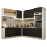 Armário de Cozinha Completa de Canto 459cm Branco Preto Agata Madesa 01 - 11