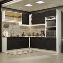 Ver imagem 1 de Armário de Cozinha Completa de Canto 459cm Branco Preto Agata Madesa 01