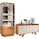 Ver imagem 1 de Kit Aparador Sala de Jantar Valentim com Cristaleira Dominic B01 Cinamomo Off White - Lyam Decor Val