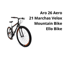 Ver imagem 4 de Bicicleta Aro 26 Aero 21 Marchas Velox - Preto - Ello Cor:preto/laranja