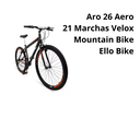 Ver imagem 4 de Bicicleta Aro 26 Aero 21 Marchas Velox - Preto - Ello Cor:preto/laranja