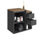 Ver imagem 5 de Balcão Gabinete de Banheiro Suspenso 60 Bahamas com 1 Porta e 2 Gavetas Preto/Grafite