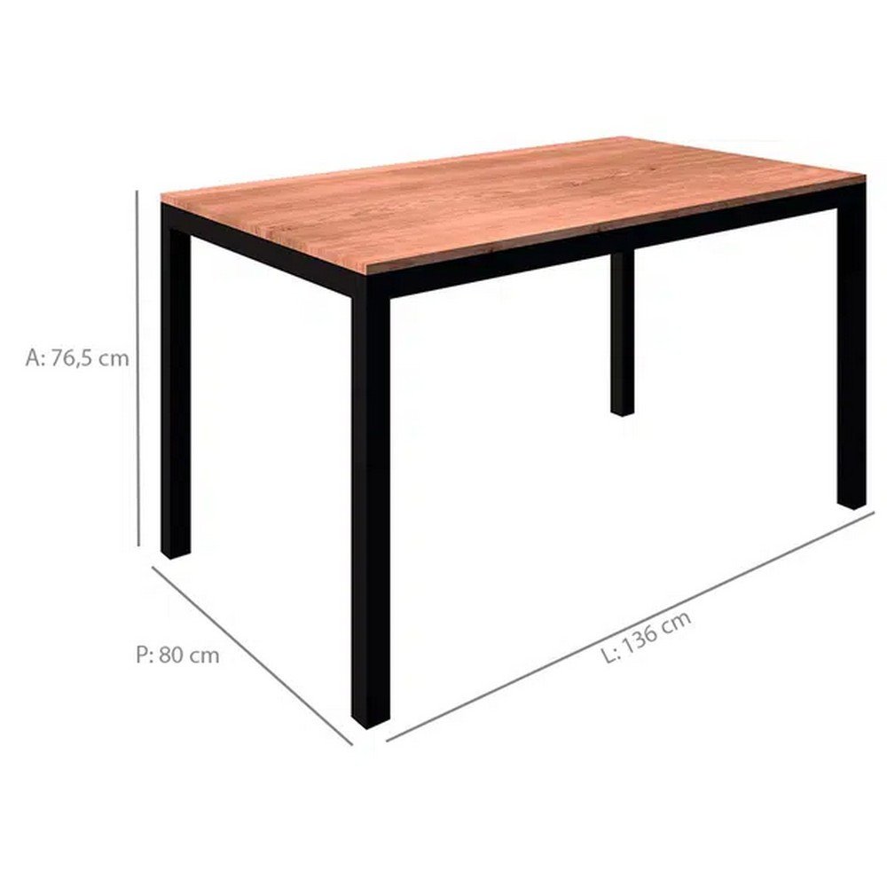 Conjunto de Mesa 2 Bancos 136cm Tampo MDP Estrutura em Aço Aura Fabone - 5