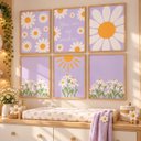 Ver imagem 2 de Kit 6 Quadros Infantil Flores Girassol Quarto Bebê 40x60 Moldura Madeira NO1