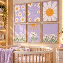 Ver imagem 3 de Kit 6 Quadros Infantil Flores Girassol Quarto Bebê 40x60 Moldura Madeira NO1
