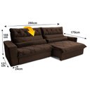 Ver imagem 3 de Sofá Retrátil/reclinável França 250cm Suede Velut com Molas no Assento - King House
