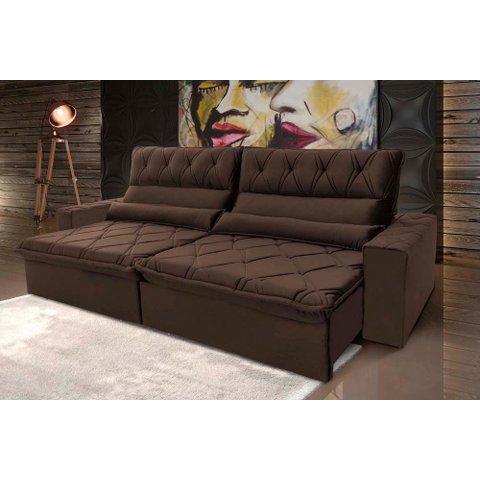 Sofá Retrátil/reclinável França 250cm Suede Velut com Molas no Assento - King House