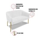 Ver imagem 5 de Sofá Namoradeira e 2 Poltronas Pé de Ferro Dourado Stella Corano Branco D03 - D'Rossi