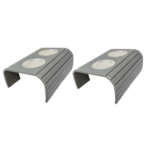 Kit 02 Esteira Decorativa Laqueada Sofá Copo Alumínio Cinza M A Sorprezo