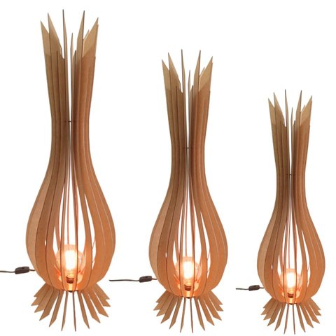 Luminária de Chão Santa Maria Mdf Luminária -:mdf Cru/kit com 3 - 90x28cm, 75x23cm e 60x18cm