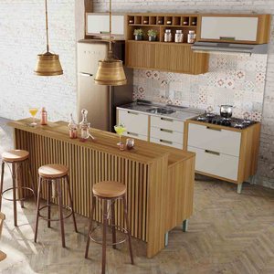 Cozinha Modulada 08 Peças Ripado Nesher Imperatriz Gourmet 100% Mdf