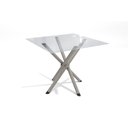 Ver imagem 1 de Mesa de Sala Jantar Volga C/ Tampo de Vidro Quadrado 90cm Niquel - Kappesberg