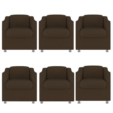 Kit 6 Poltronas Decorativa Tilla Suede Marrom - Twdecora