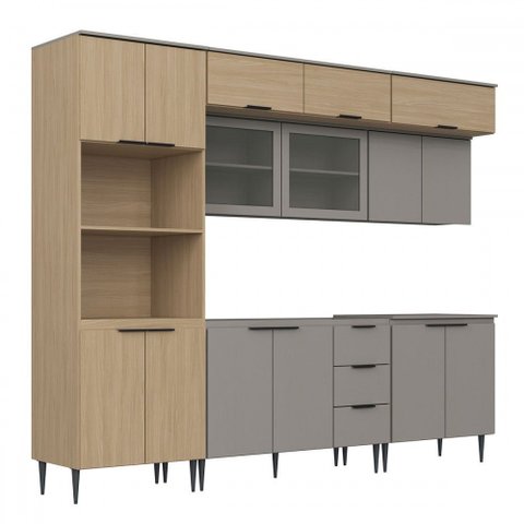 Cozinha Completa Lavínia 15 Portas 3 Gavetas com Vidro Imperial/fume - Jcarvalho