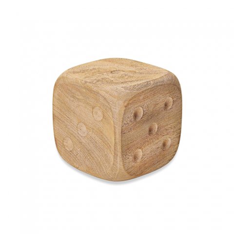 Escultura Decorativa Dado em Poliresina Madeira 14x14 cm - D’Rossi