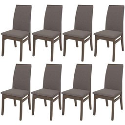 Kit 8 Cadeiras Estofadas Valéria Castanho-suede Castor - 1 Kit 8 Cadeiras Estofadas Valéria Castanho-suede Castor - 1