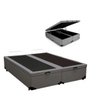 Cama Báu Box Base King Size Bipartido Sintético Cinza com Pistão a Gás. Rc - 2