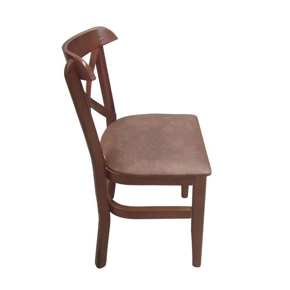 Cadeira Fixa Merlim de Madeira com Estofado - Imbuia - 3