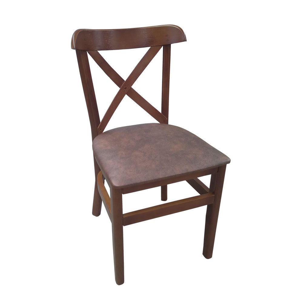 Cadeira Fixa Merlim de Madeira com Estofado - Imbuia - 2